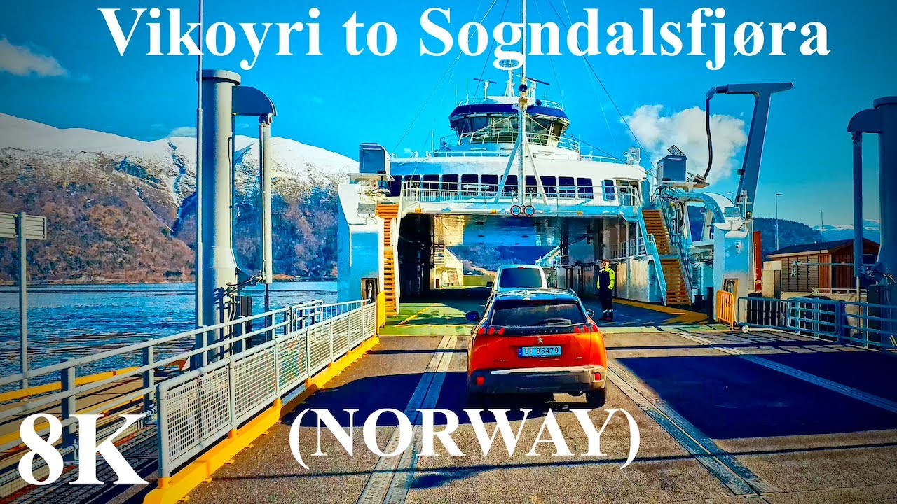 Driving from Vik&oslash;yri to Sogndalsfj&oslash;ra via Vangsnes Ferry (NORWAY):Snowy Peaks & Picturesque Village
