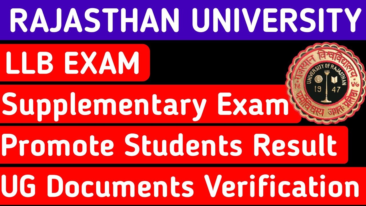 Rajasthan University Updates | RU LLB 2nd Year Exam | RU Supplementary Exam | RU UG/PG Promotion