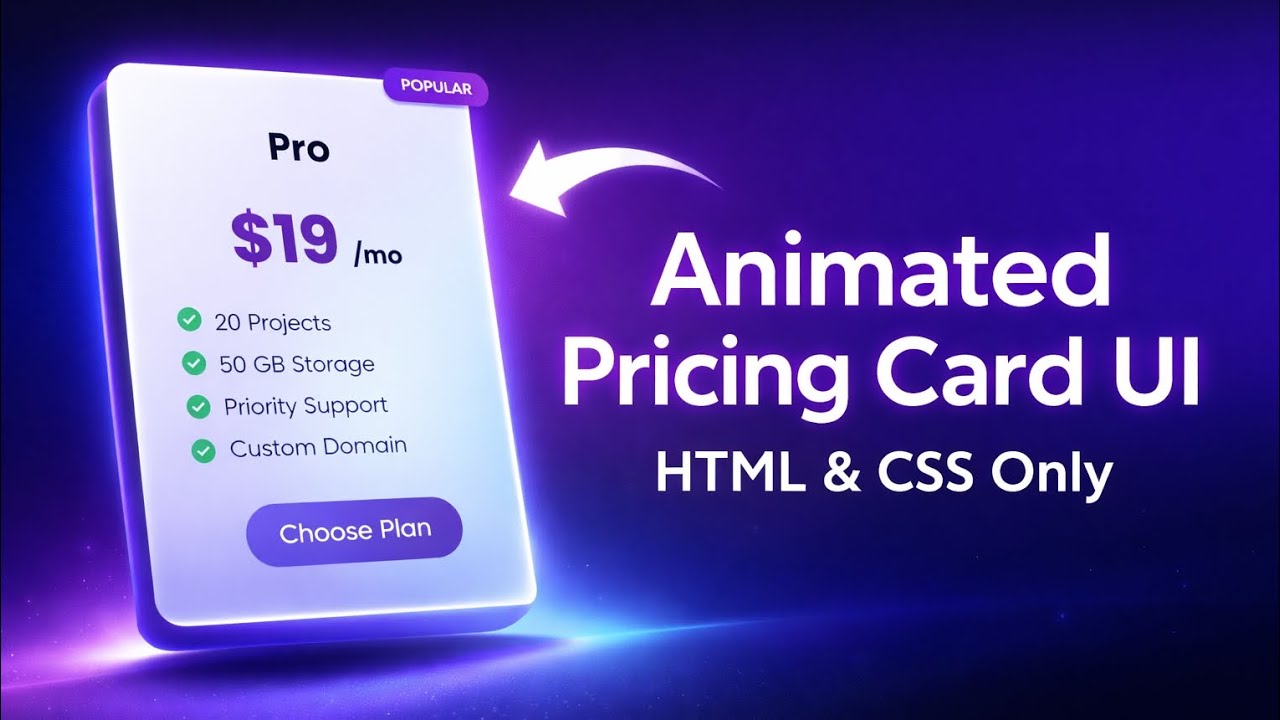 Premium Pricing Card UI Design using Only HTML & CSS