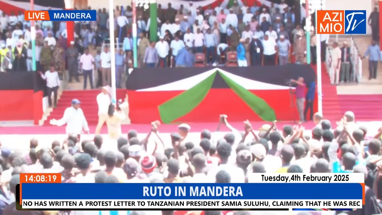 SECURITY SCARE as Ruto is forced to dash off dais to address residents on top of his car in Mandera