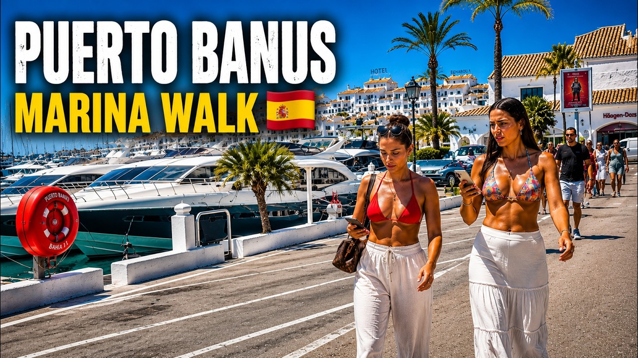 Puerto Ban&uacute;s Marina Walk 4K 🇪🇸 | Sunny Day by the Yachts