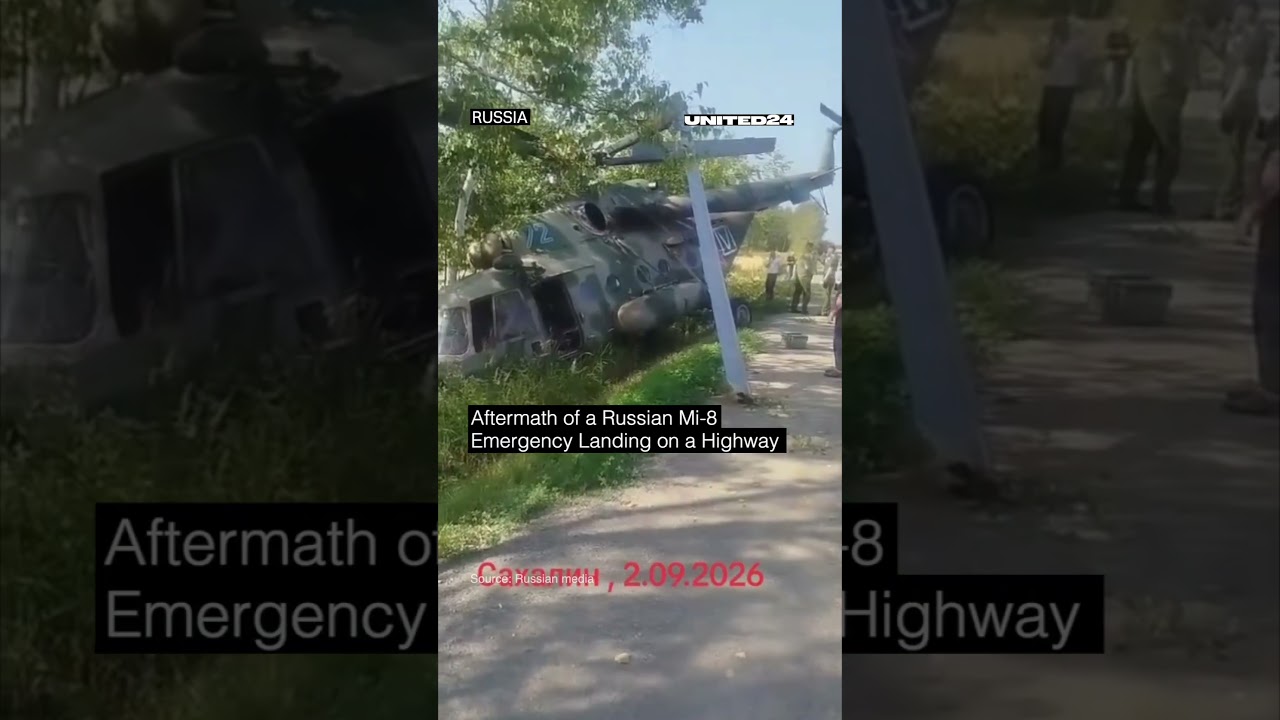 Russian Mi-8 Helicopter Crashed on a Highway #warinukraine