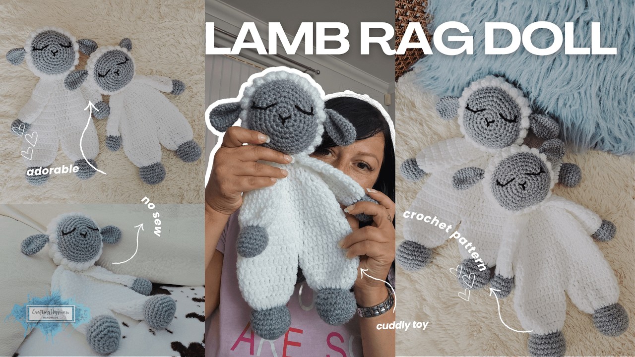 EASY Crochet Lamb Rag Doll Pattern - Sheep Ragdoll Crochet Gift Beginner-friendly - PROMO VIDEO