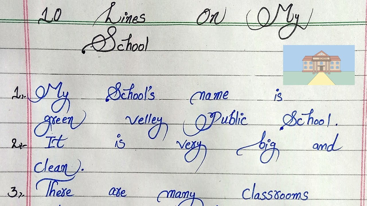 10 Lines On My School | My School Ten Lines | SR Handwriting