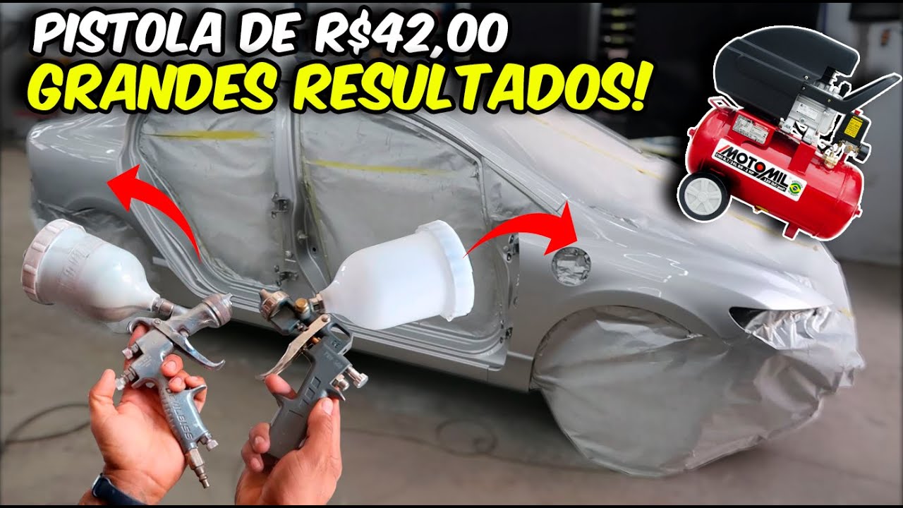 TESTANDO PISTOLA de PINTURA MAIS  BARATA do  MERCADO com TINTA e VERNIZ AUTOMOTIVO - INCRÍVEL