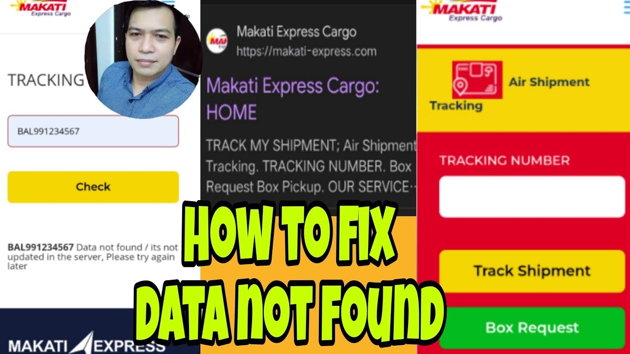 HOW TO FIX DATA NOT FOUND ON MAKATI EXPRESS TRACKING CARGO