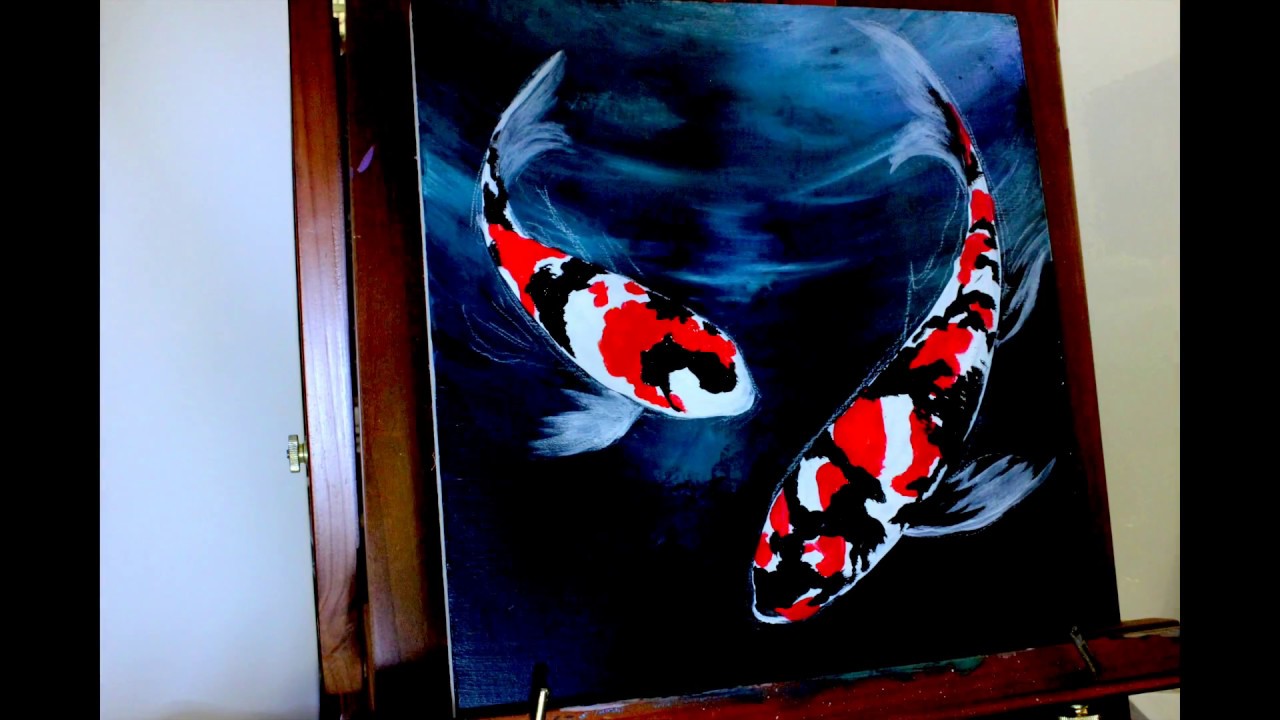 Painting Showa Koi Fish - Acrylic on wood panel