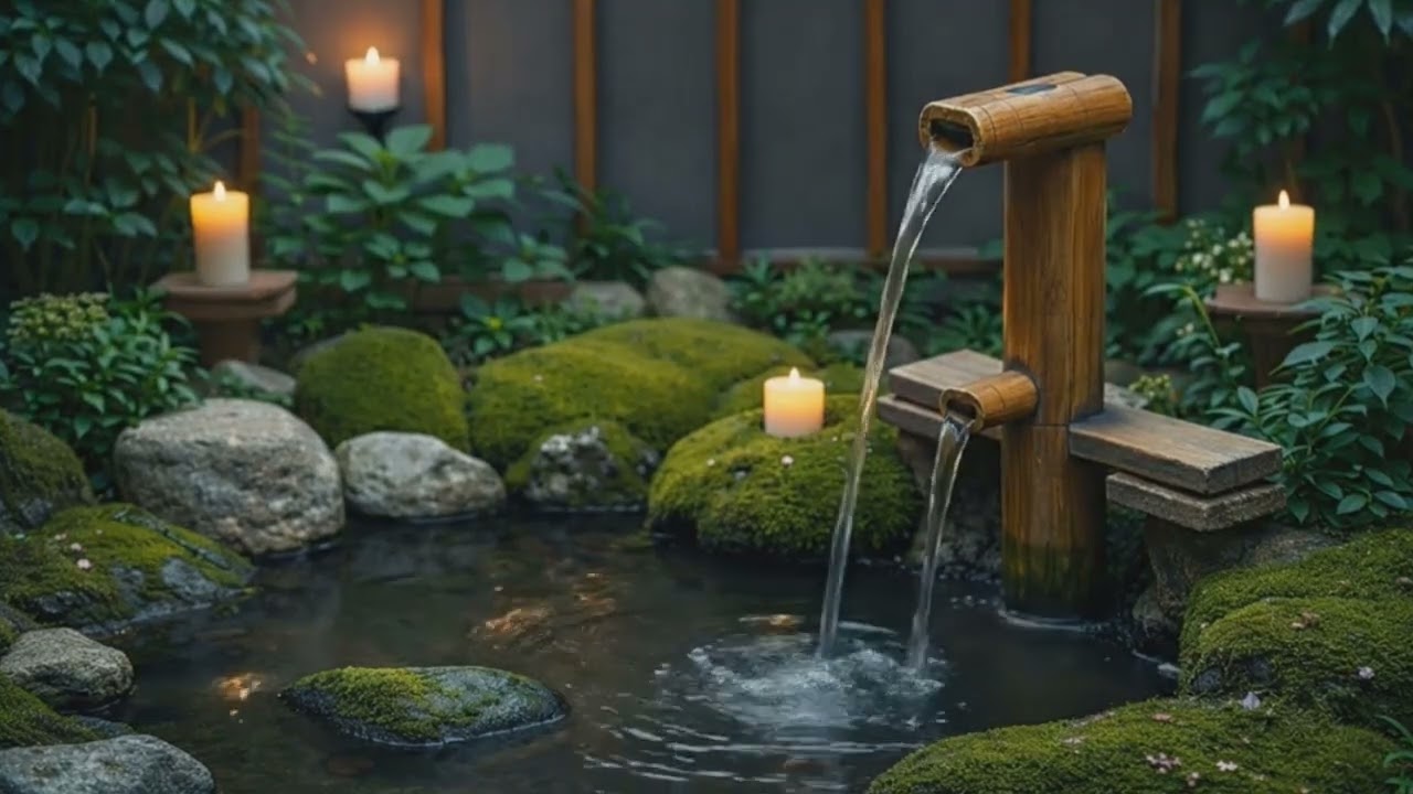 Japanese Zen Garden Water Sounds for Meditation 💧🌿 Zen Bamboo Water Flow ASMR for Deep Sleep