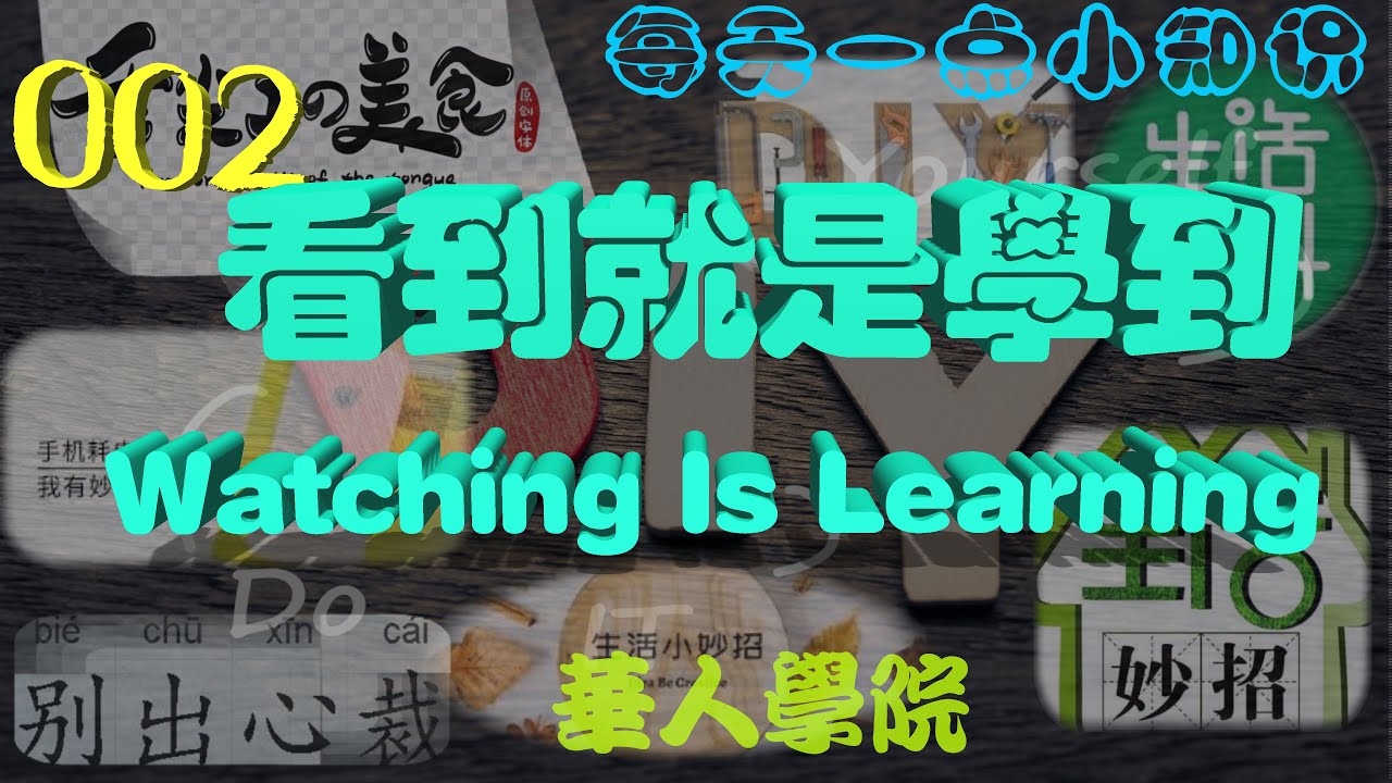 华人学院，每次一些碎片知识，看到就是学到 - 002   Watching Is Learning