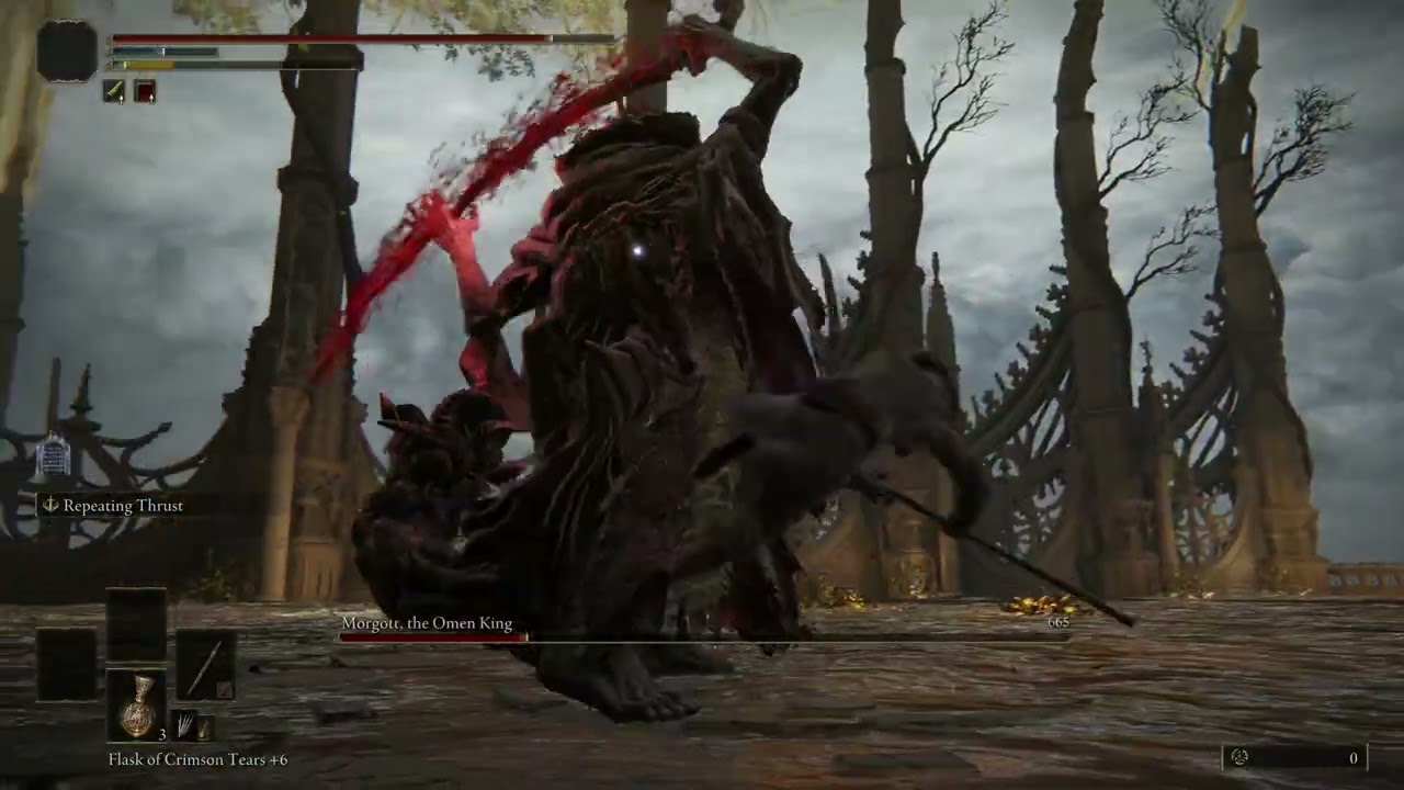 Elden Ring, Old Soldier of Godrick fights Morgott the Omen King