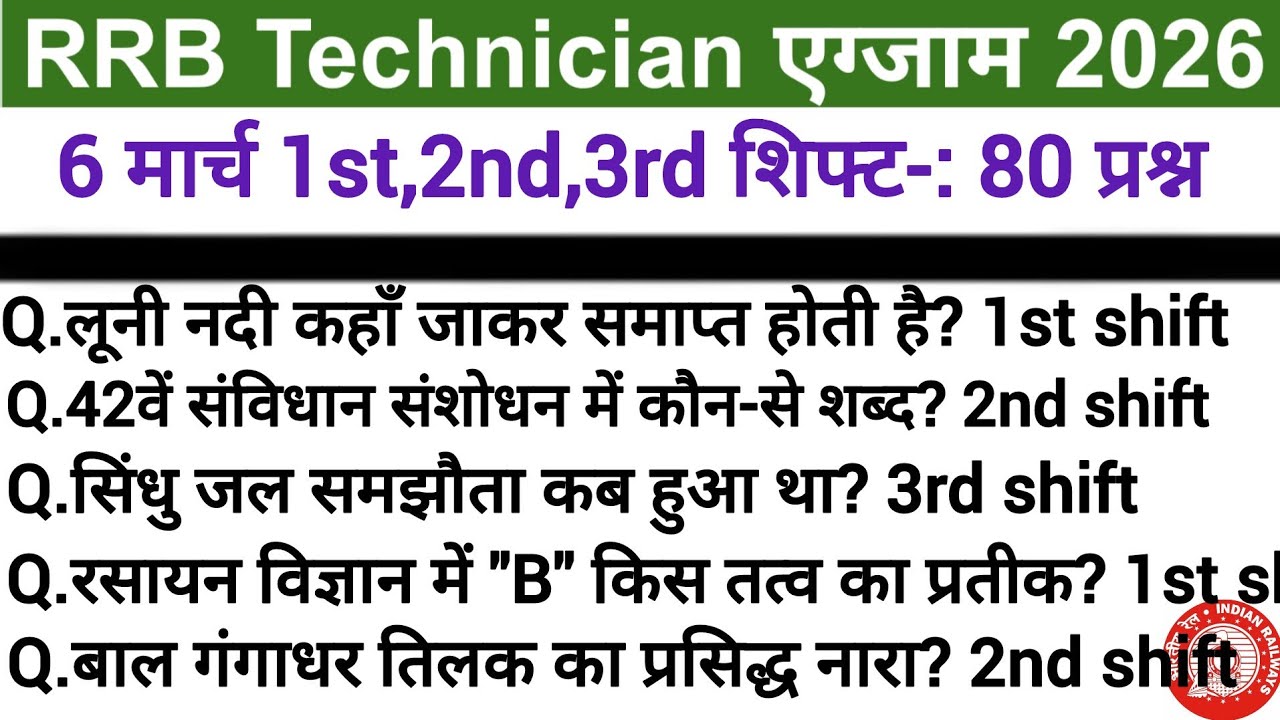 RRB Technician Exam 2026 – 6 March 1st, 2nd & 3rd Shift Complete Analysis | Today Paper Review 