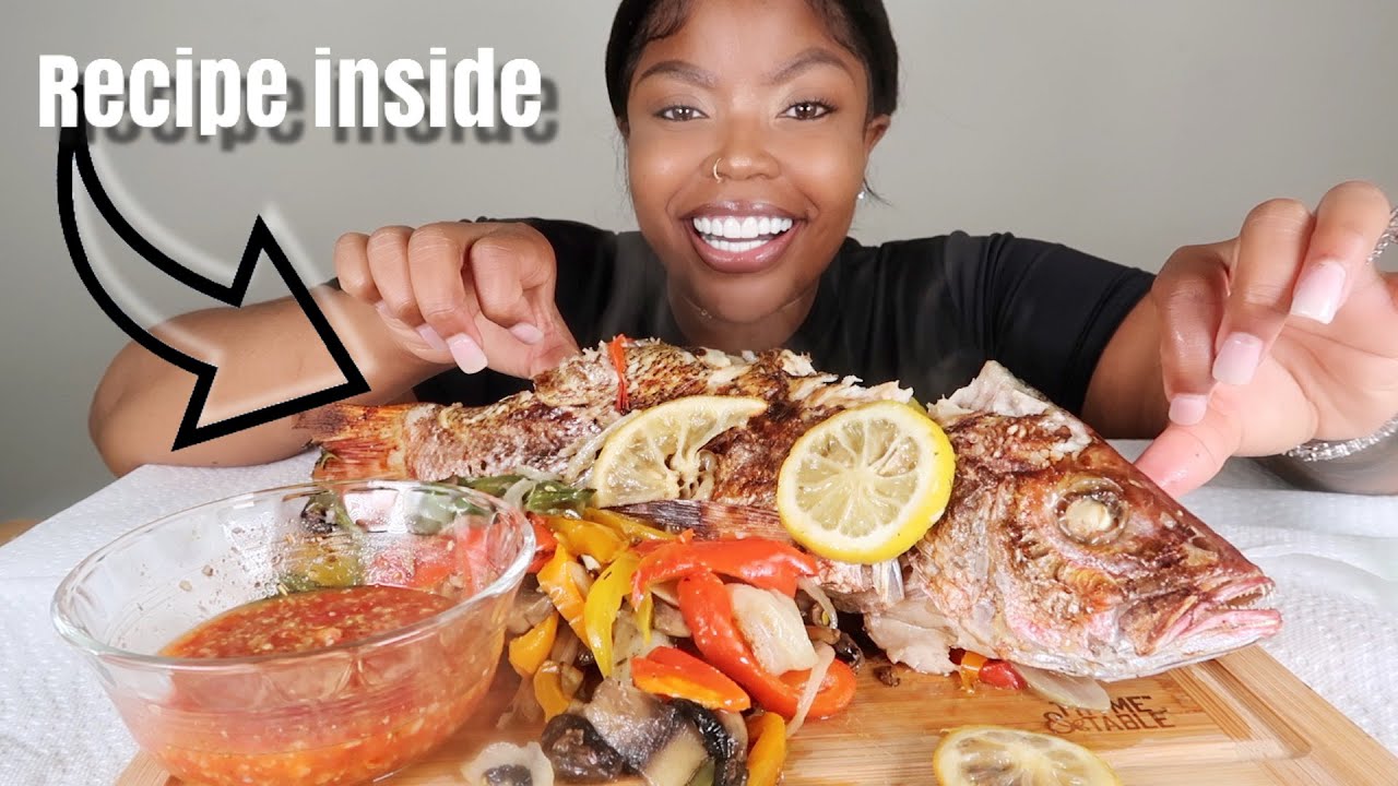 GIANT WHOLE SNAPPER FISH MUKBANG + RECIPE/ EAT WITH QUE