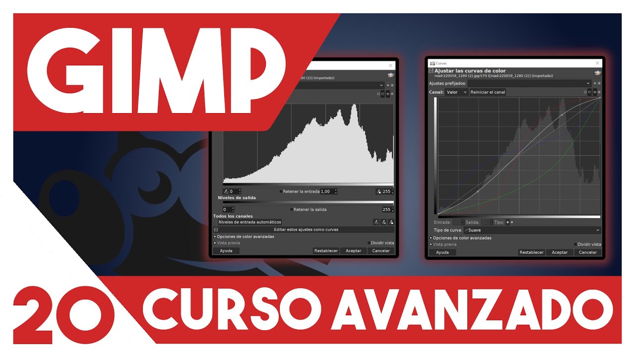 GIMP 2.10 Curso AVANZADO  ▶▶  20. Niveles y curvas de color