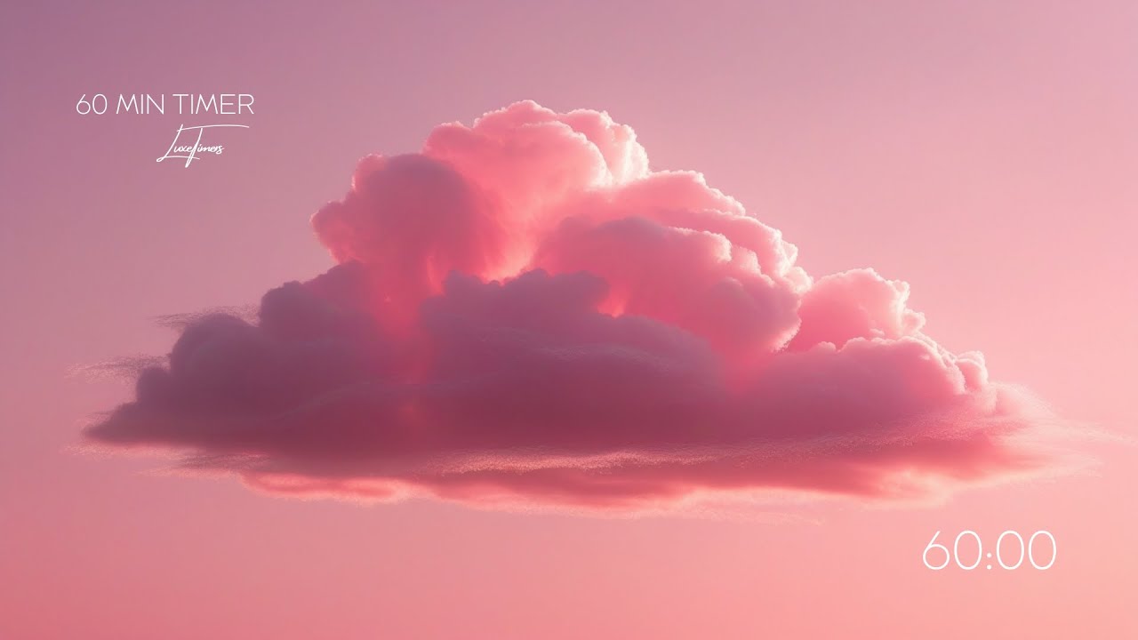 60 Minute Countdown Timer 🩷 | Silent Pink Cloud Timer | Focus, Study, Sleep, Workout