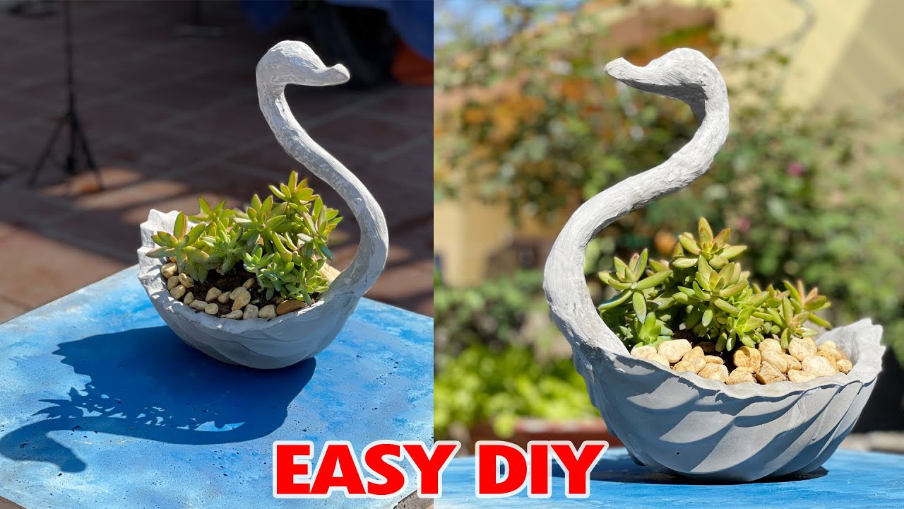 Cement DIY - SWAN POT - You will be very surprised - Because it's easy