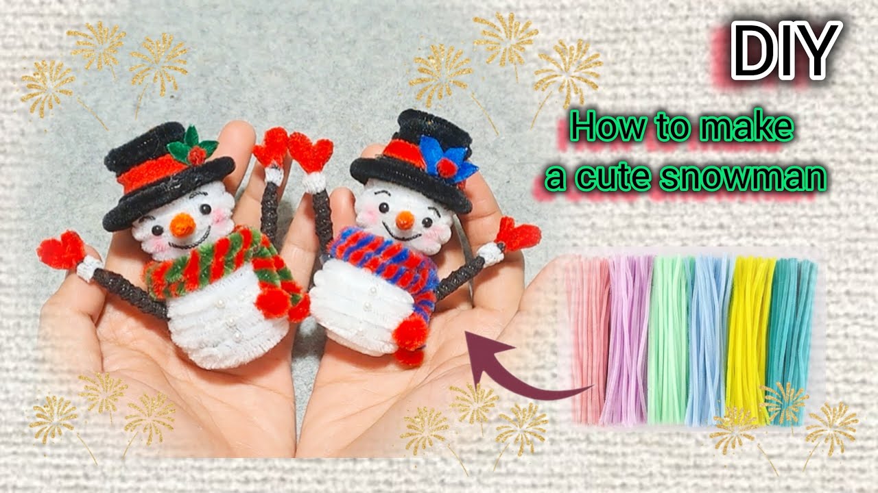 DIY Doll : How to make a cute snowman with fuzzy wire | pipe cleaner snowman | Christmas Craft 