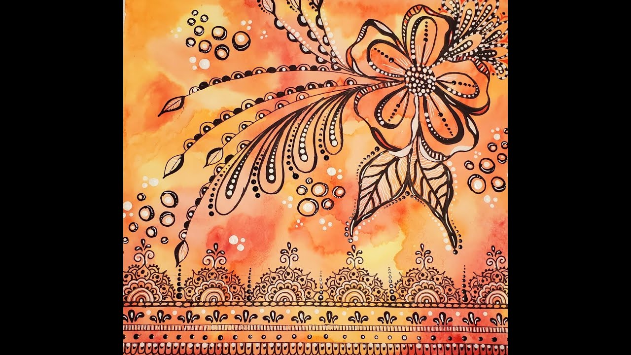 Doodling on a Warm Watercolor Background
