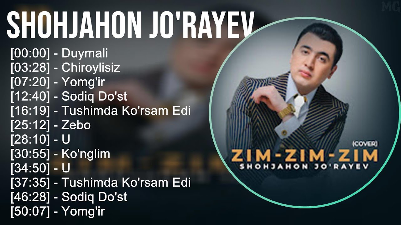 Shohjahon Jo'rayev 2025 MIX Top Hits   Duymali, Chiroylisiz, Yomg'ir, Sodiq Do'st