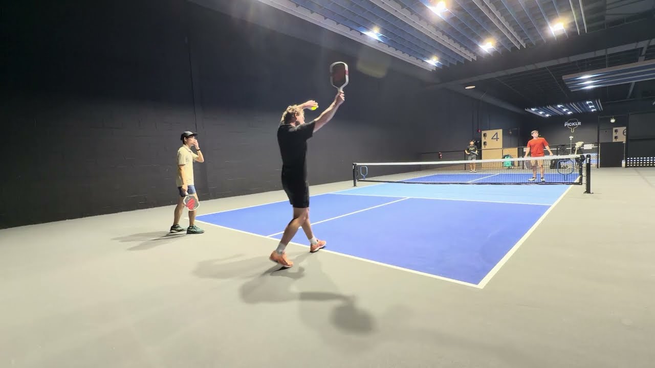 4.5 Pickleball. Trying to Win. Dinks, Counters and Speed Ups. The Picklr. Dan/Alain vs Ryan/Justin 2