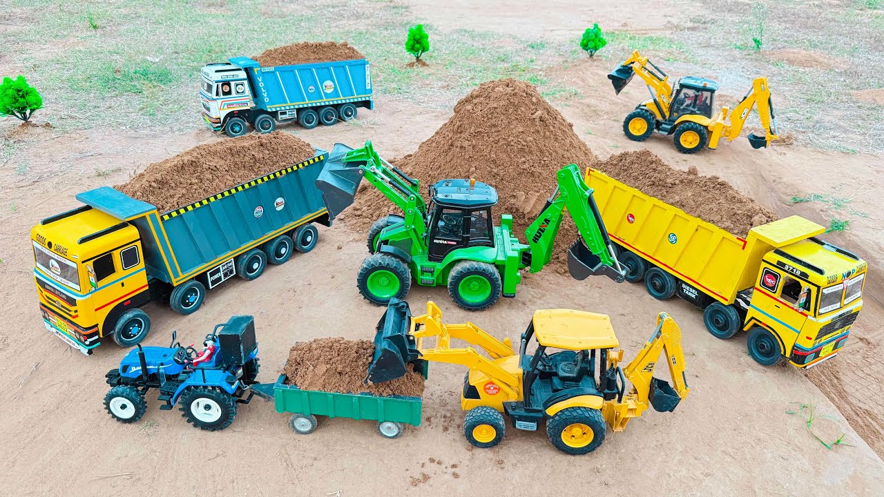 JCB 3DX fully loading sand Tata truck 2518 | Sonalika Rx60 Di | jcb cartoon gadi 