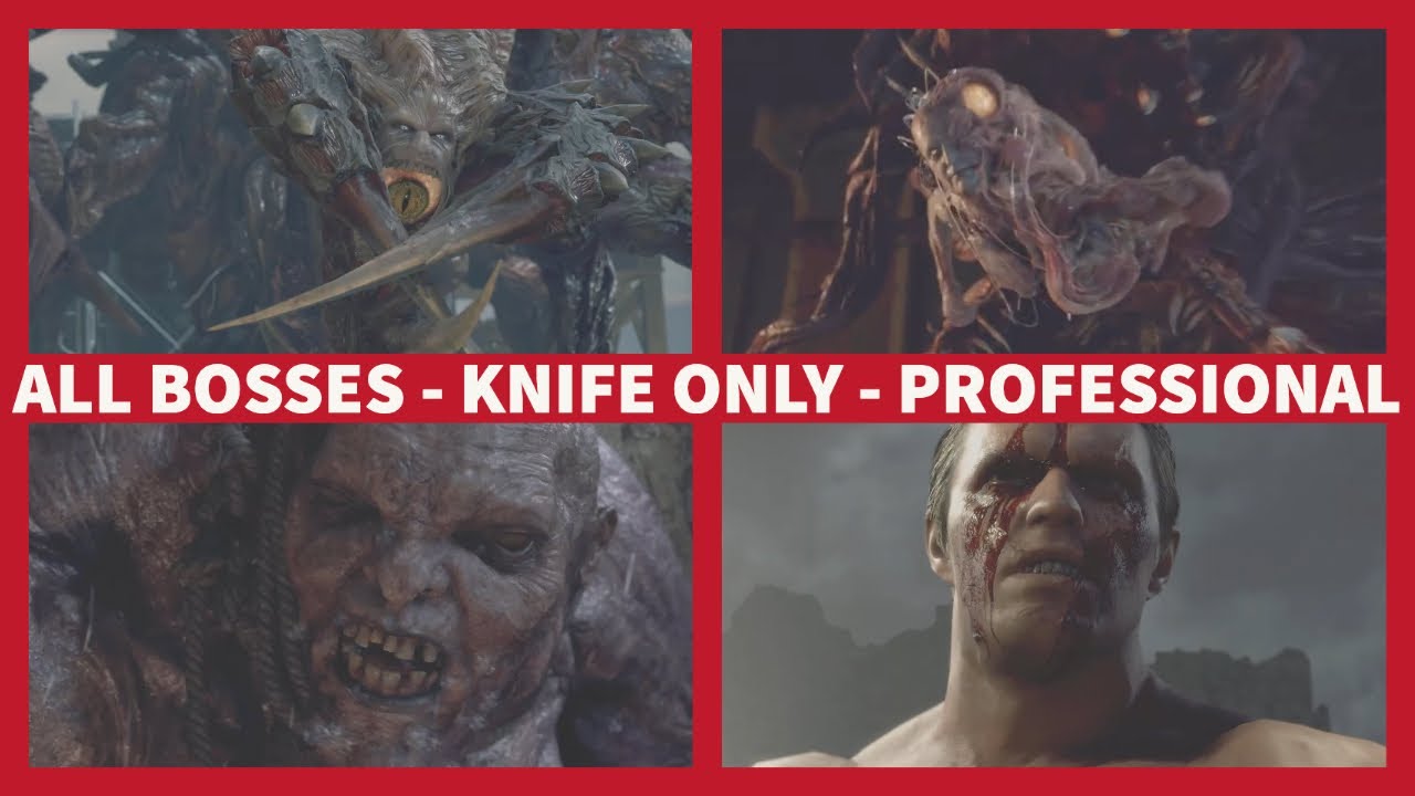 Resident Evil 4 REMAKE: ALL BOSSES + HOUSE SIEGE - KNIFE ONLY - PROFESSIONAL DIFFICULTY