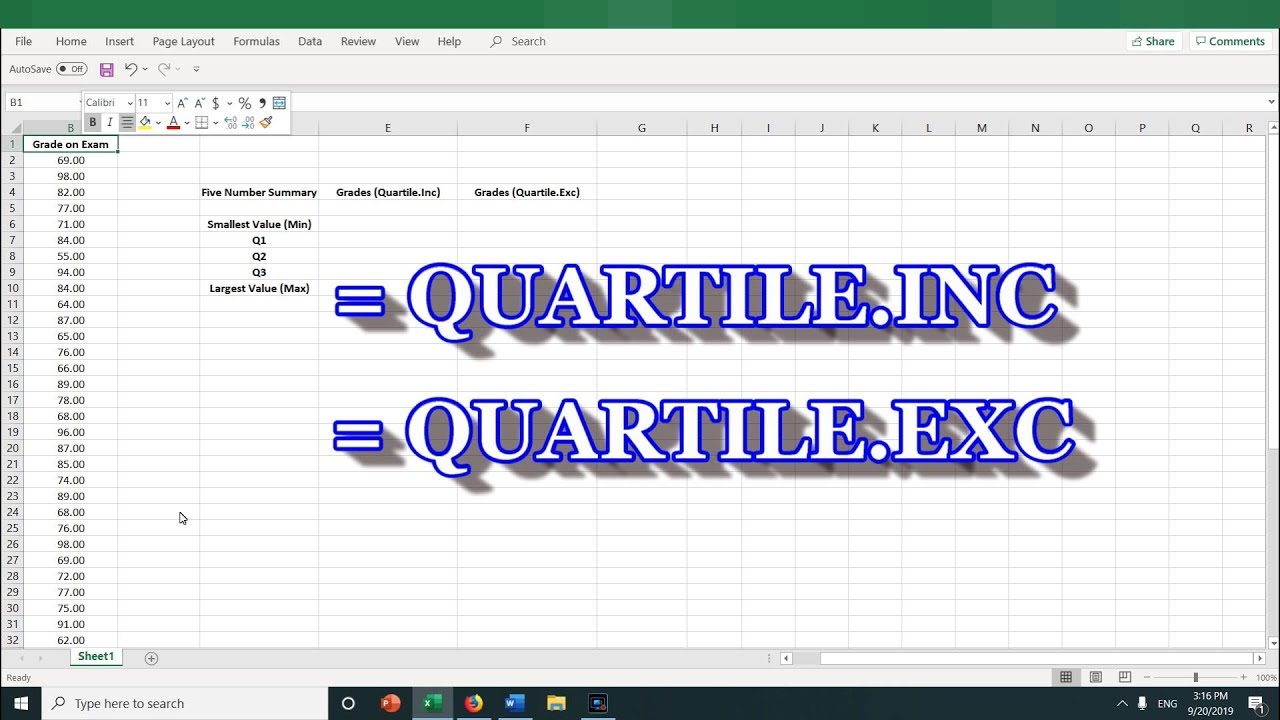 Как рассчитать квартили с помощью Excel: =КВАРТИЛЬ.ВКЛ и =КВАРТИЛЬ.ИСКЛ