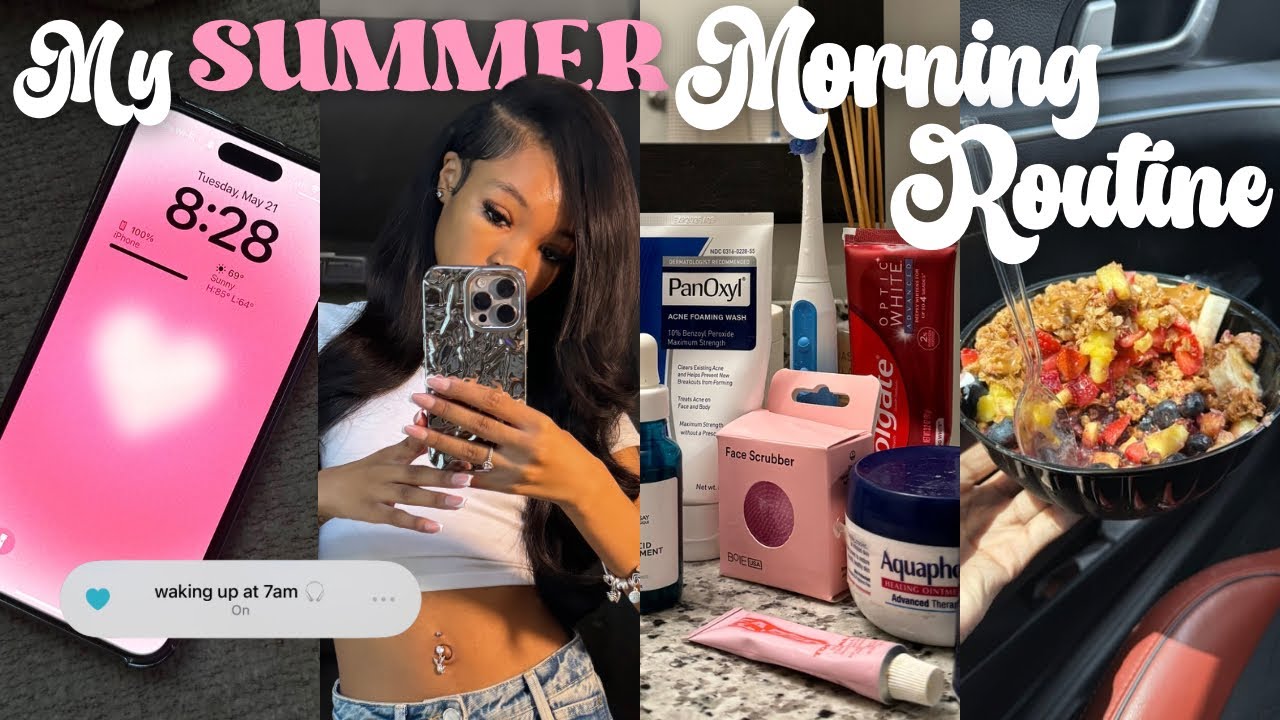 my 7AM summer morning routine ᥫ᭡ … hygiene, acai bowl, productive habits, cooking, + vlog