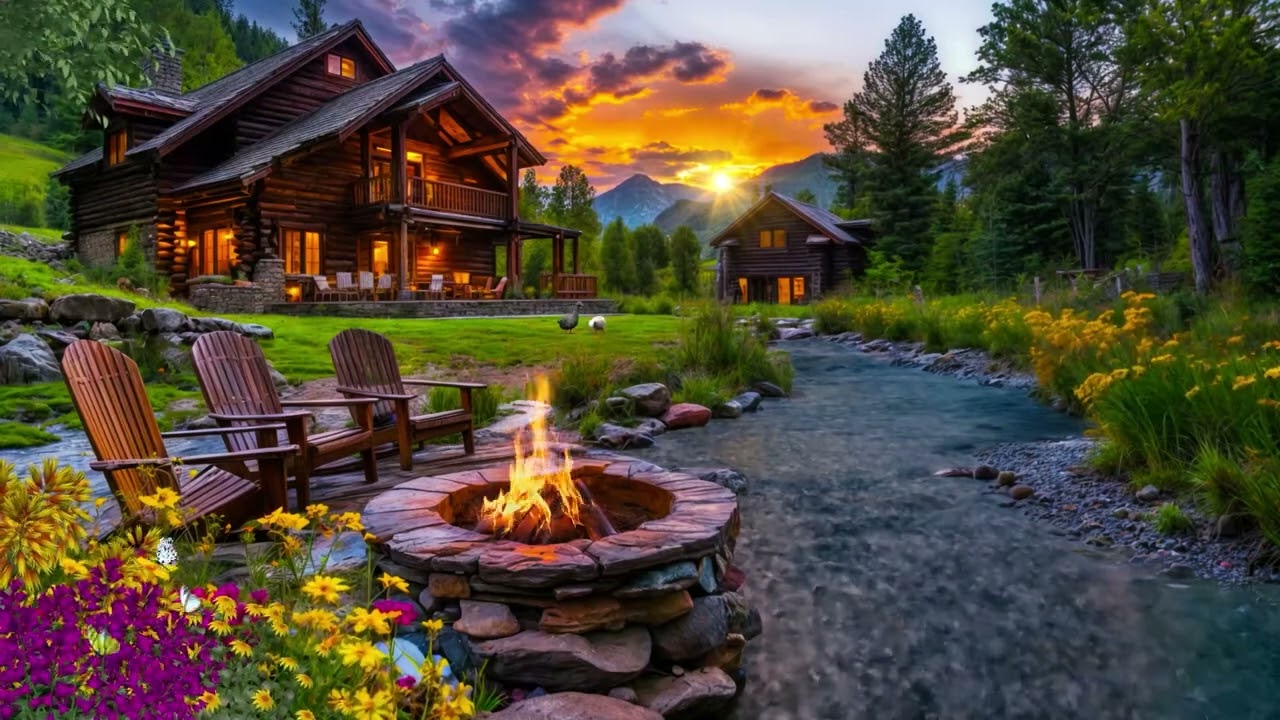 Tranquil Spring Riverside Ambience | Calm Campfire, Gentle Birdsong & River Sounds for Sleep