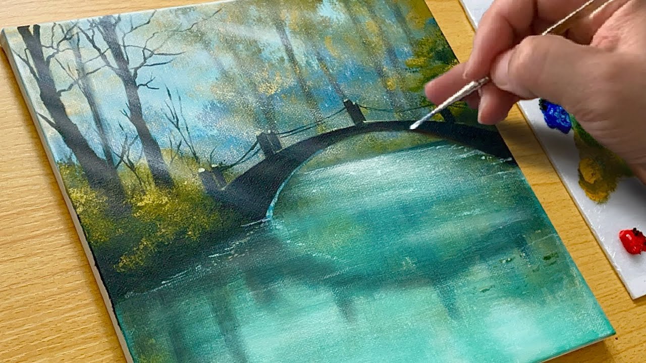 How to Draw a Morning Lake / Acrylic Painting for Beginners