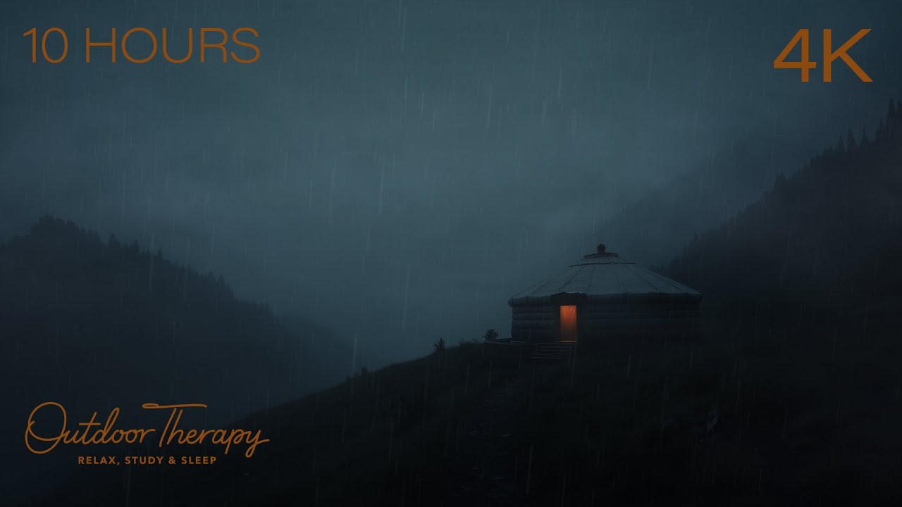 Stormy Night in your Mountain Yurt | Rain Ambience to CALM YOUR NOISY MIND | 10 hours