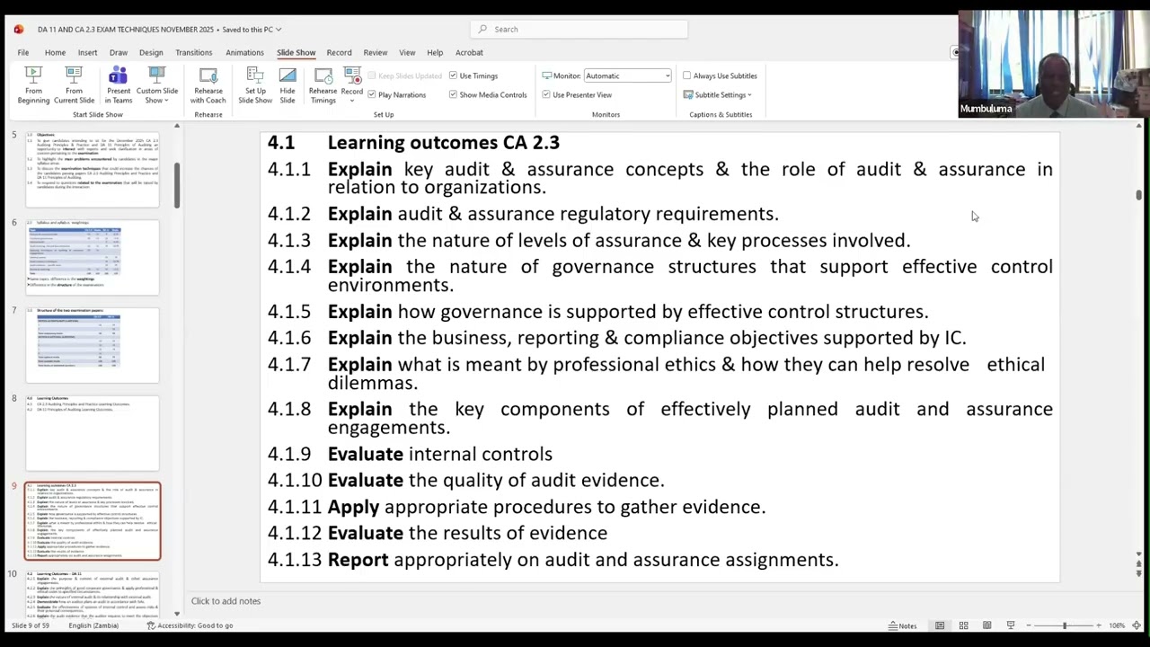 December 2025 Examination Answering Techniques - Auditing Principles & Practice CA2.3 & DA11
