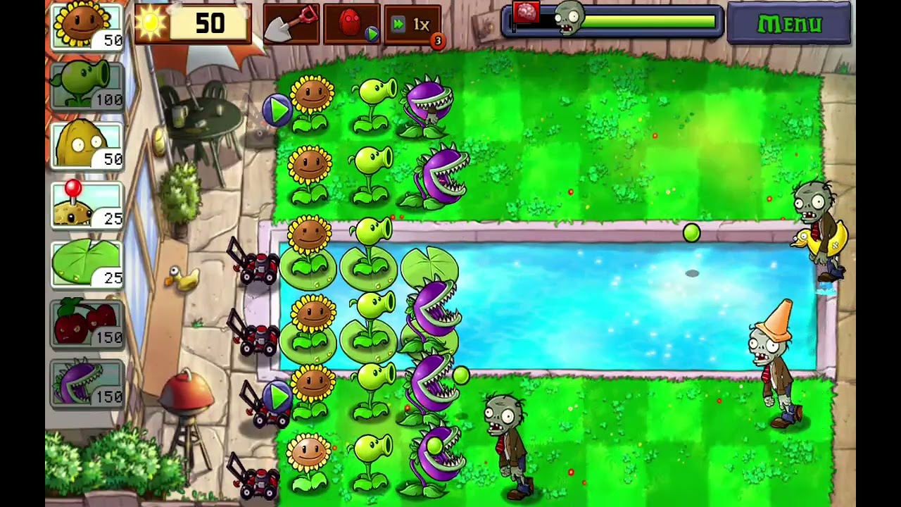 Pvz all 50 levels | day 1 POOL