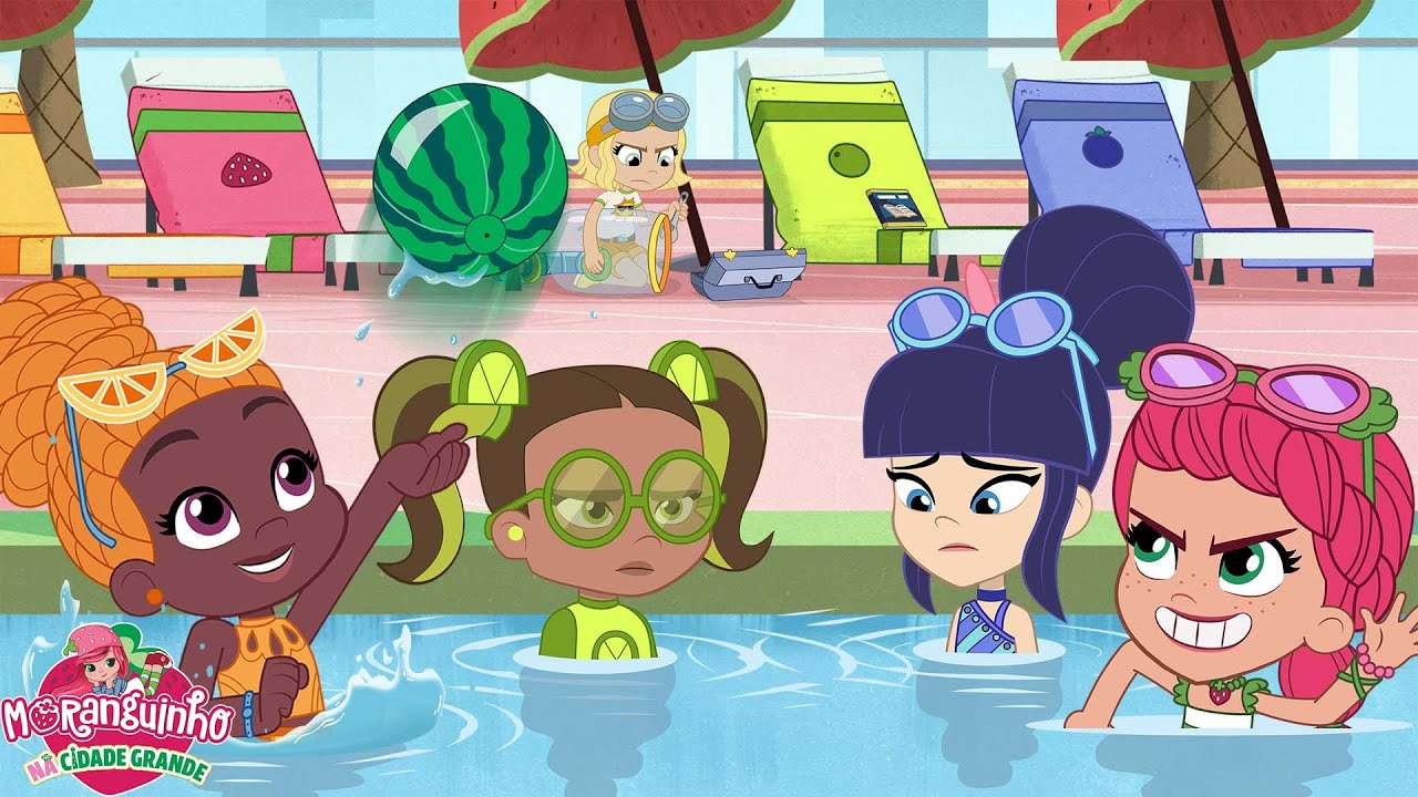 Moranguinho 🍓 Relaxando na Piscina 🍓 Desenhos Animado