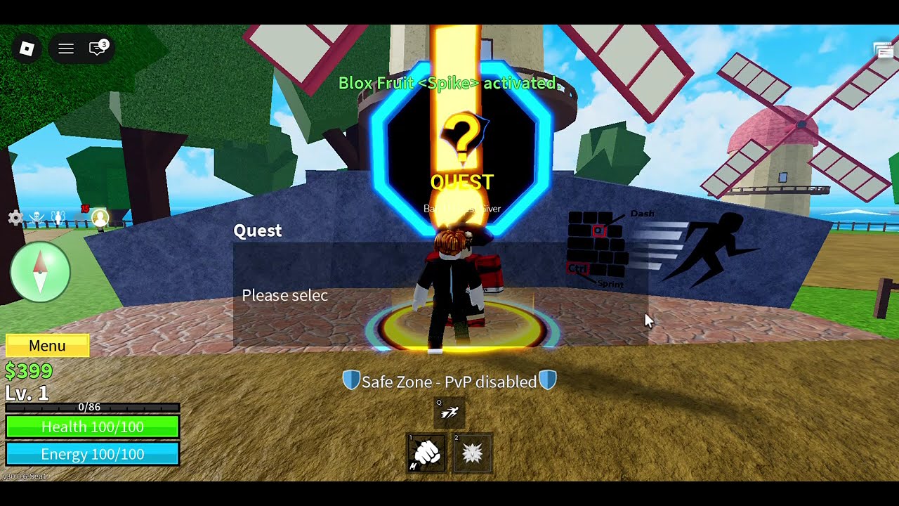 Play Blox Fruits on a new account from lvl 1.