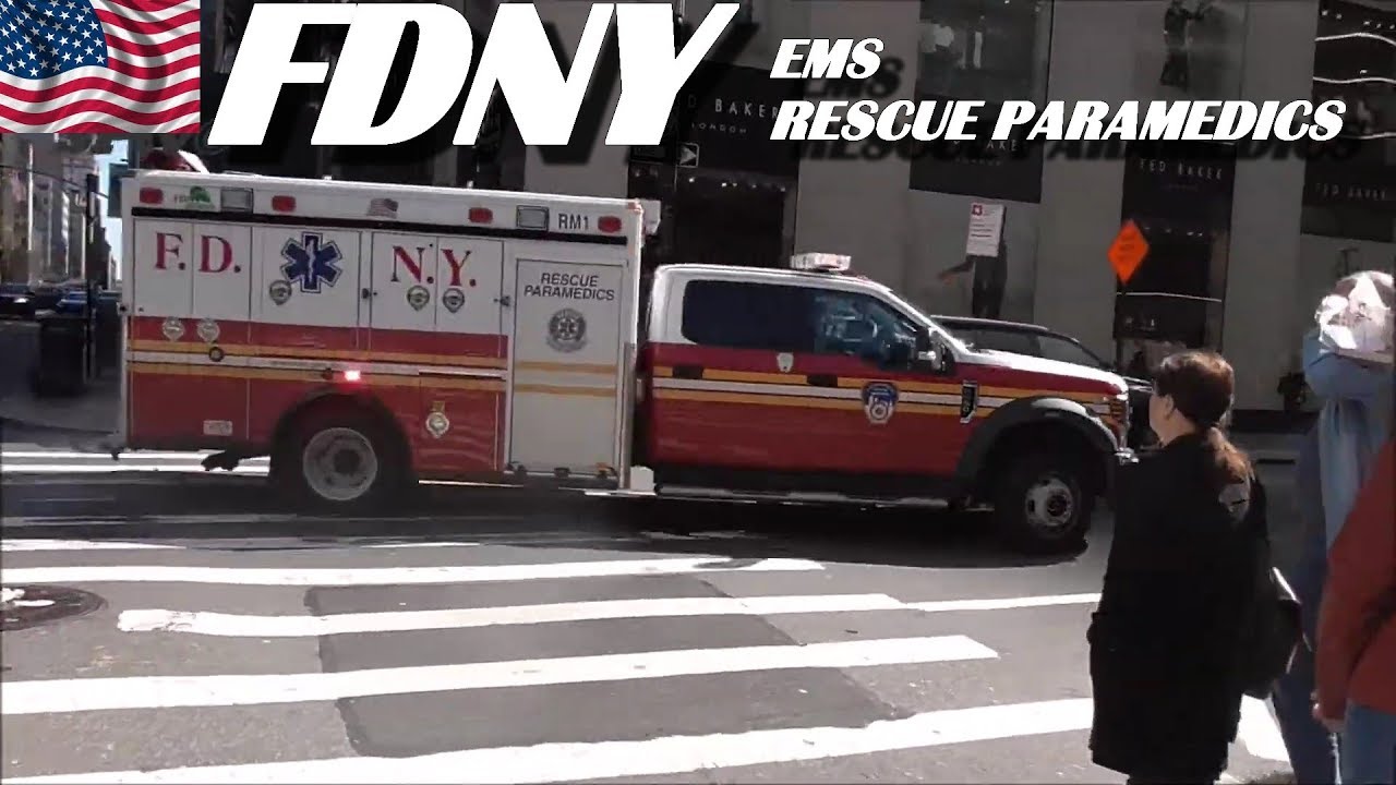 FDNY  EMS Rescue Paramedics  Responding with Sirens in Heavy Traffic