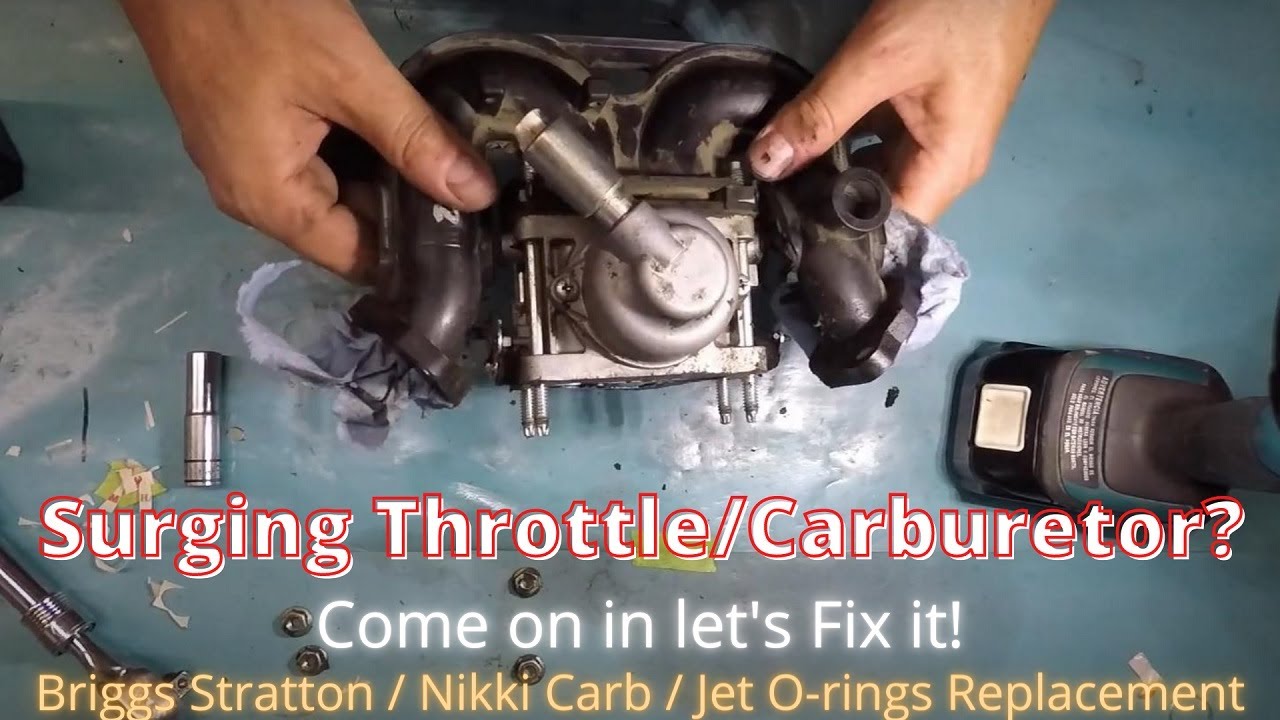 Husqvarna 24hp briggs stratton surging engine throttle carburetor removal fix surging sound GT52XLSi