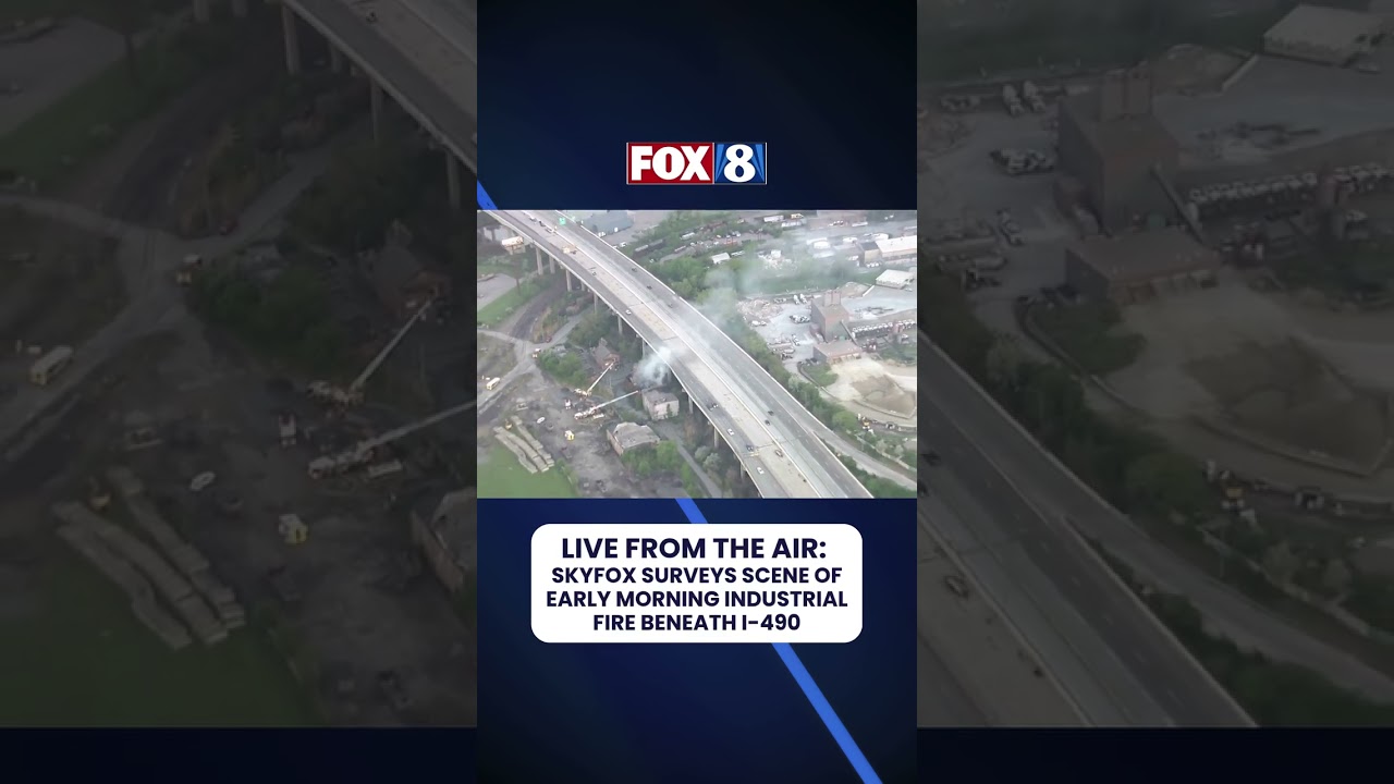 SkyFox surveys scene of massive industrial fire