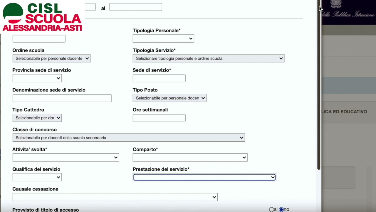 Tutorial Neo Immessi Ruolo - Dichiarazione dei Servizi