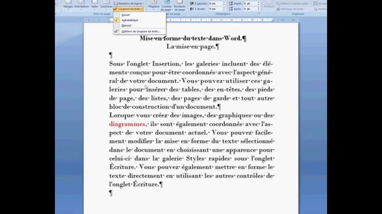 Word Part VI : Mise en page