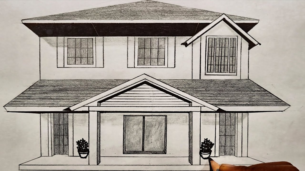 HOW TO DRAW A HOUSE 🏠 IN 1 POINT PERSPECTIVE (30 DAYS HOUSE  DRAWING CHALLENGE FOR 1K SUBSCRIBERS) 