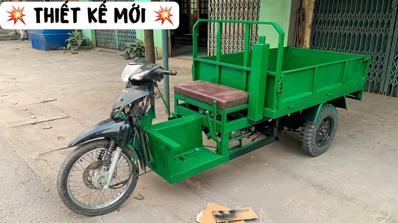 Xe tự chế - xe ba bánh chở hàng từ chiếc xe máy honda cũ