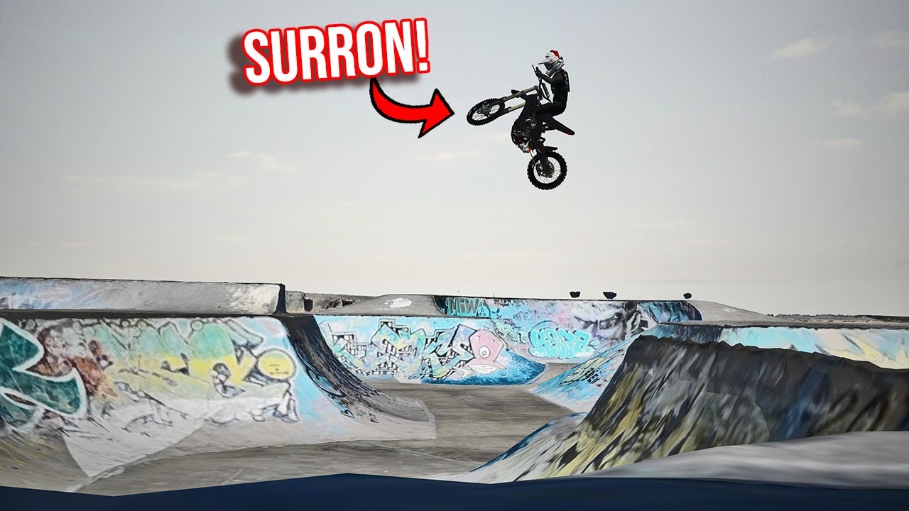 RIDING A SURRON AT A SKATEPARK!? (HUGE TRANSFERS MX BIKES)
