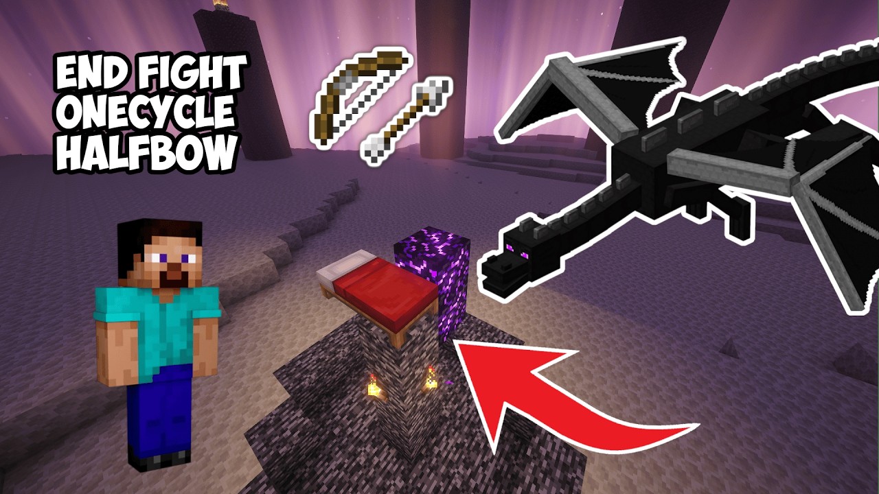 Cómo matar a la Dragona con camas en MCSR Ranked (Onecycle, Halfbow) | Speedruns de Minecraft