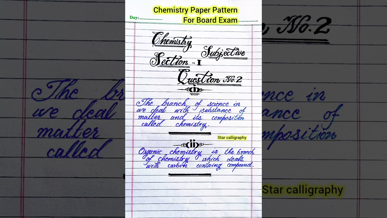 Best Chemistry Pattern For Board Exam | How to present chemistry paper | chemistry paper pattern