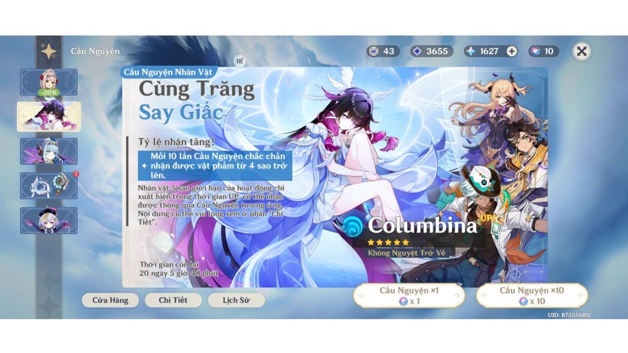 Roll Columbina | Genshin impact 6.3