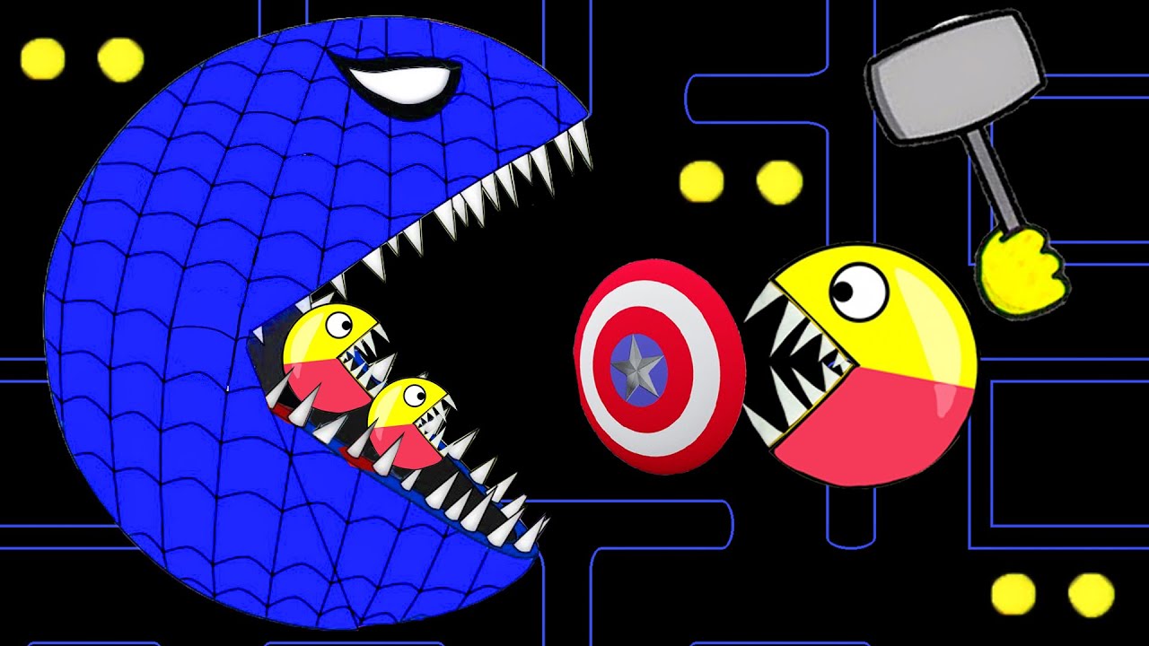 1001 ways to die in Pacman #29 (Pac-man vs Captain vs Thor Battles) | Pacman Stopmotion Game