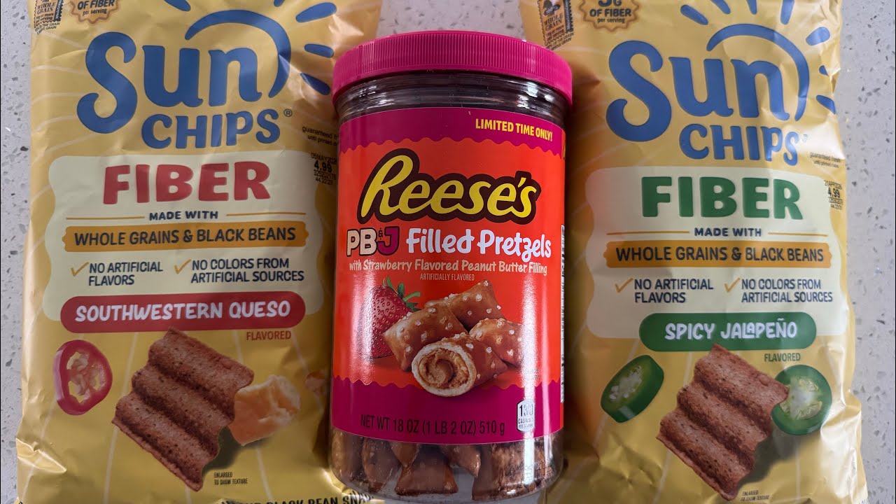 reese’s PB&J pretzels, sun chips fiber