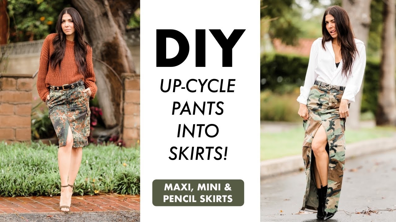 DIY: Turn CAMO Pants into SKIRTS!! (Maxi, Mini + Pencil Skirts!) -By Orly Shani