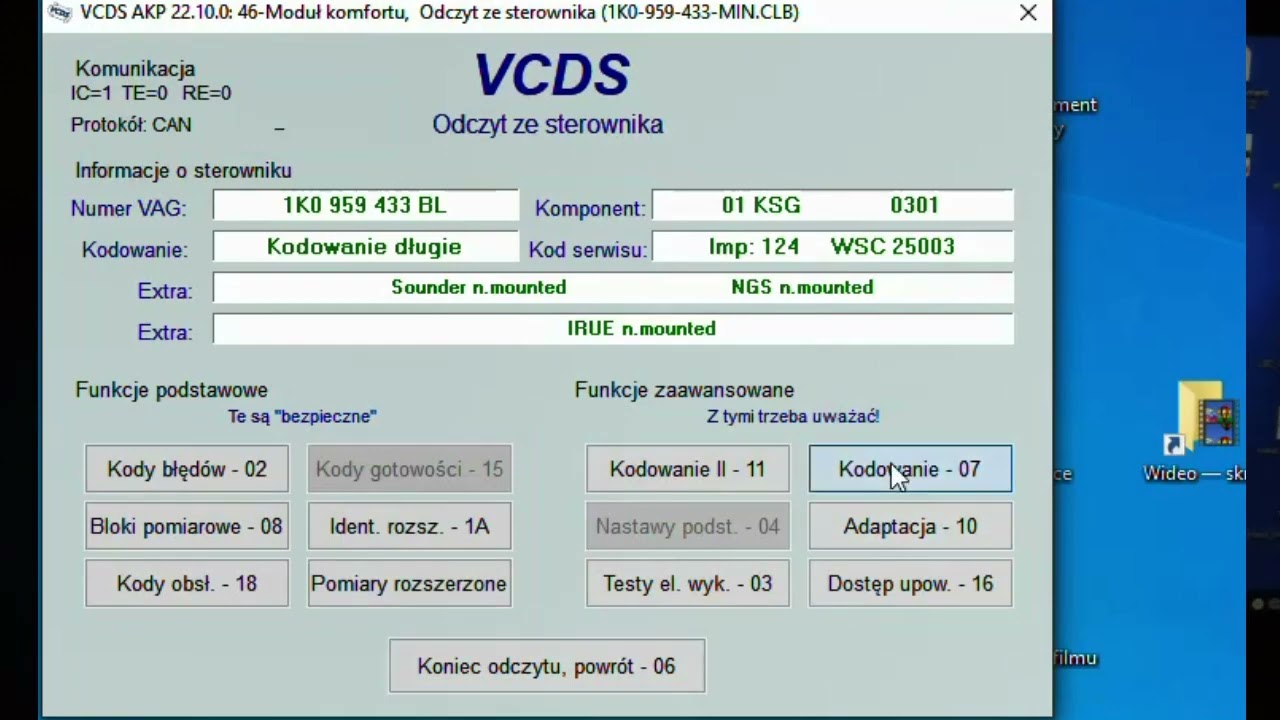 Кодирование закрытия и открытия окон с пульта VCDS для VW Golf, Seat Altea и т.д.