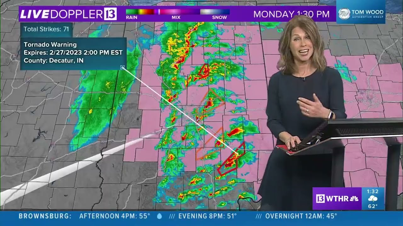 Tornado Warning, Watch issued for parts of Indiana | Live Doppler 13 Forecast Update